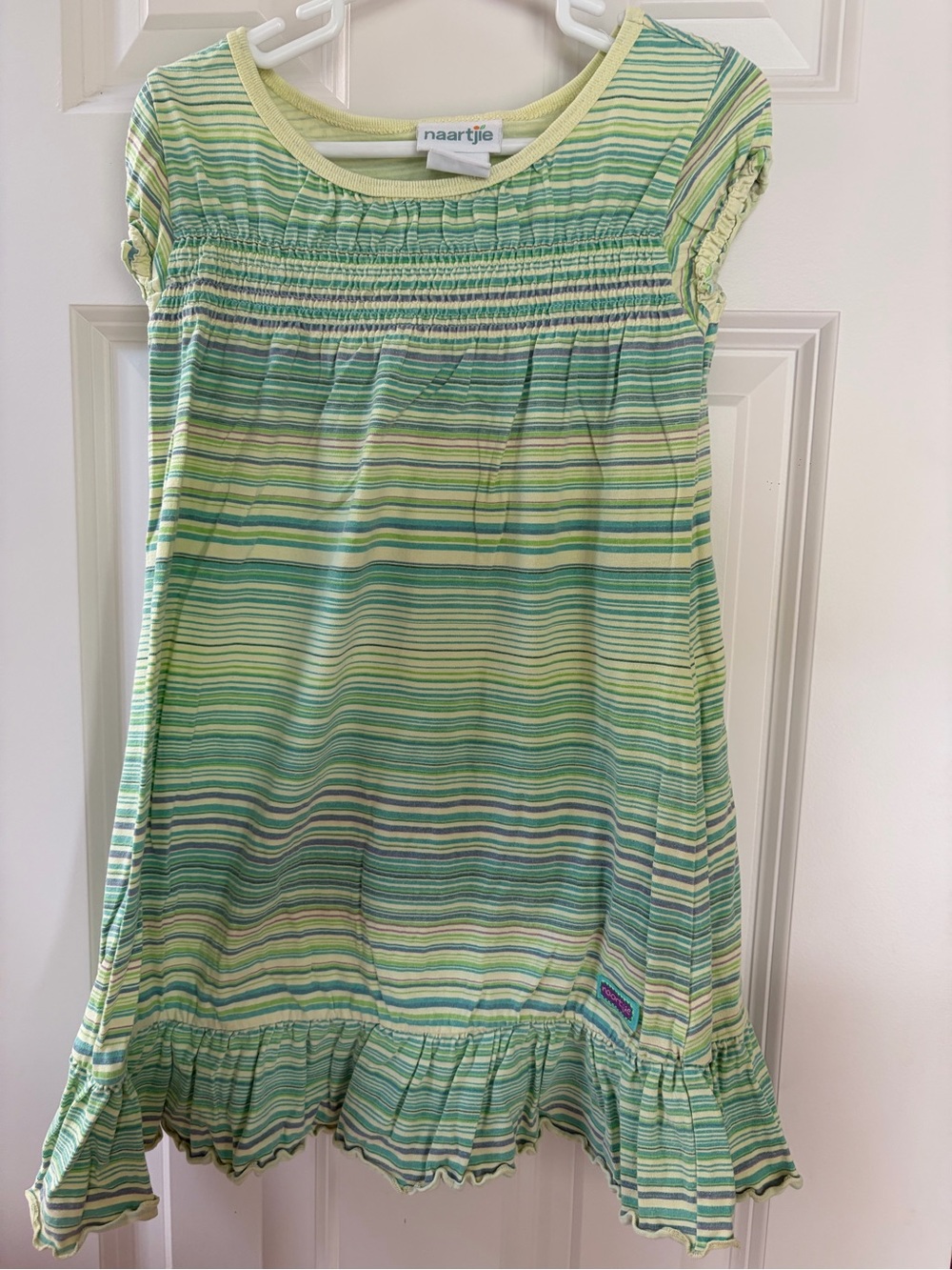naartjie Green and Mint Striped Smocked Sundress